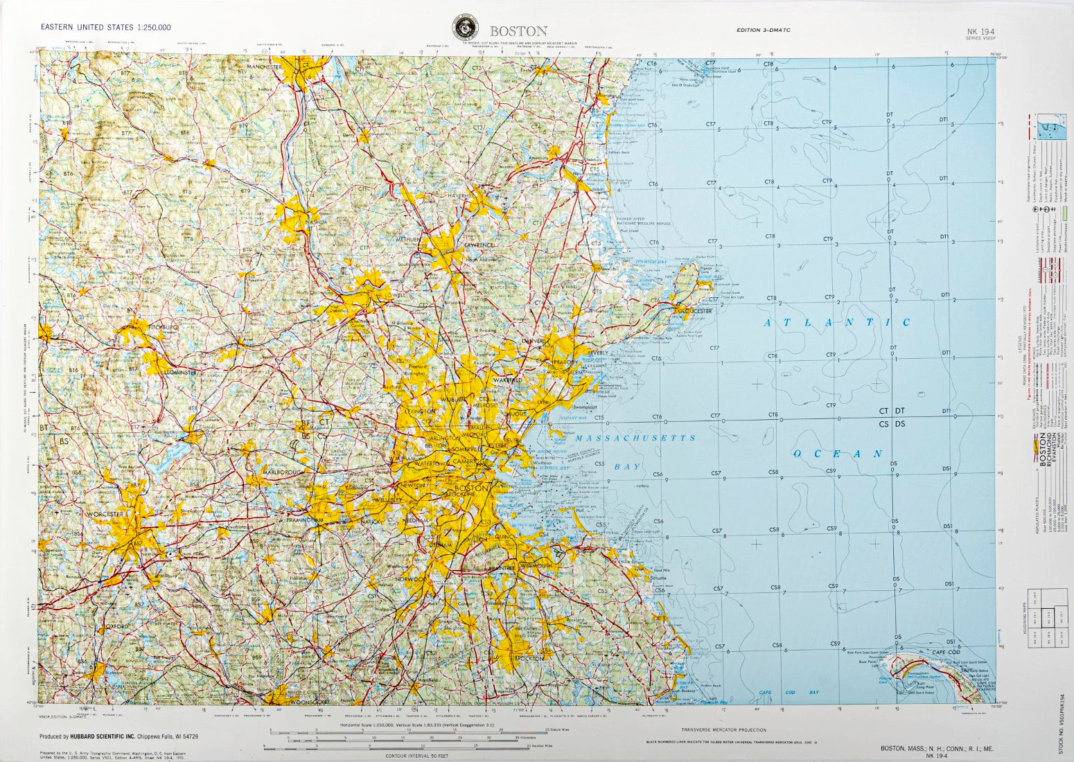 Boston, Massachusetts (NK 19-4) Raised Relief Map