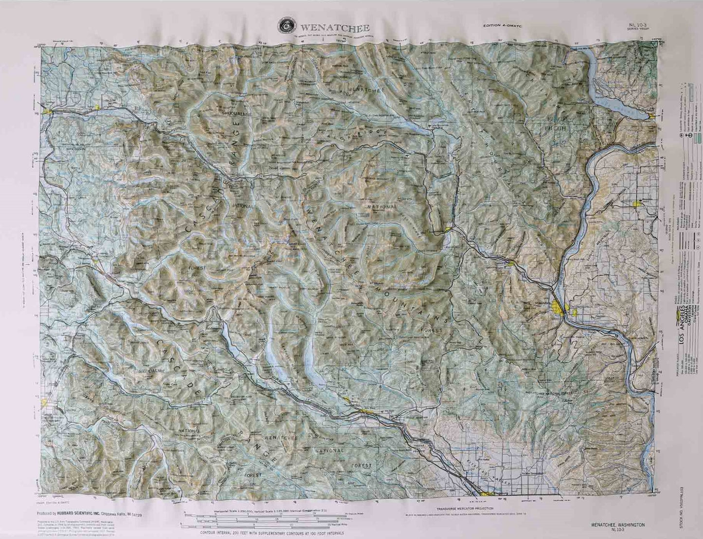 Wenatchee, Washington (NL 10-3) Raised Relief Map