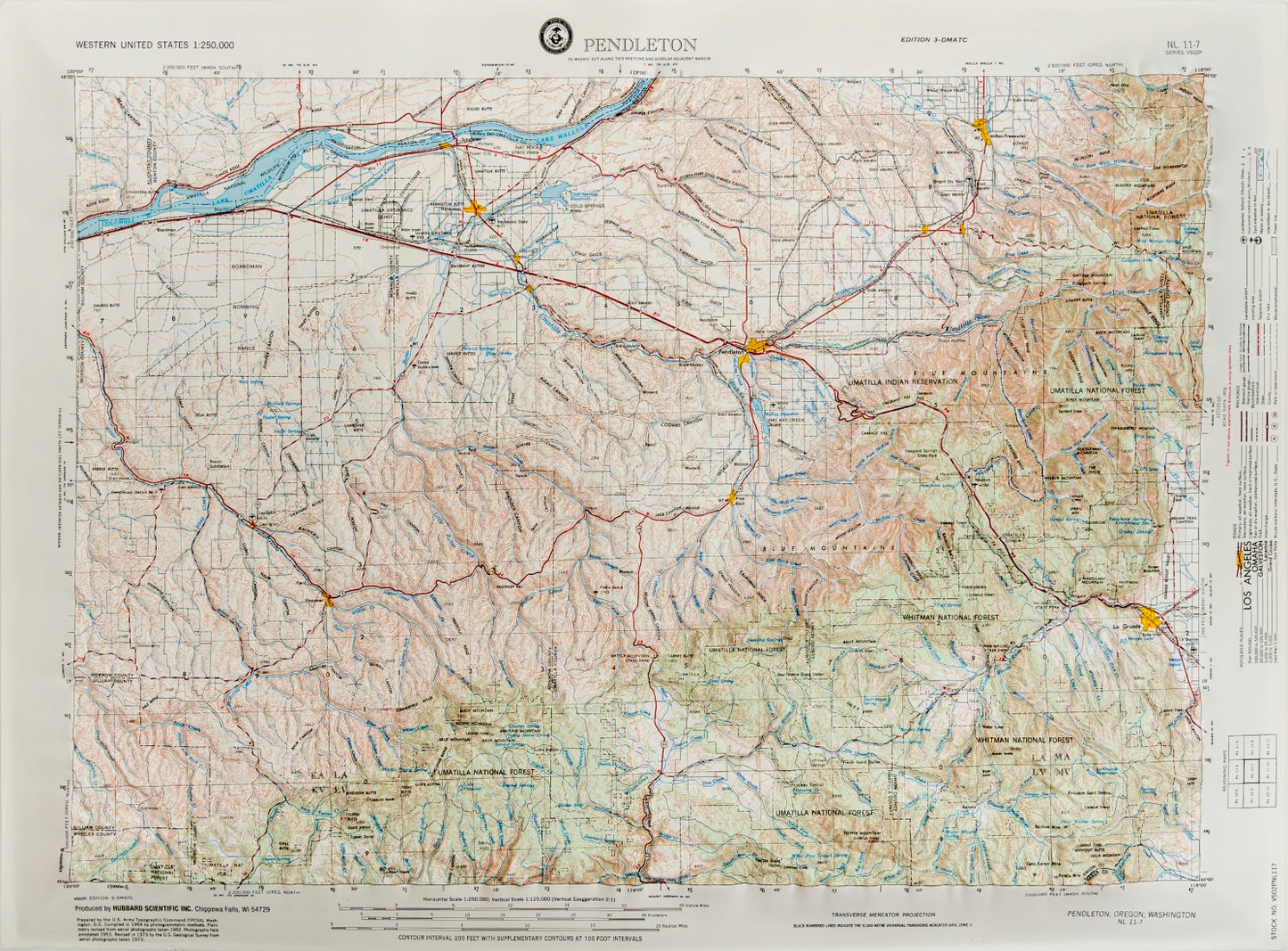 Pendleton, Oregon (NL 11-7) Raised Relief Map