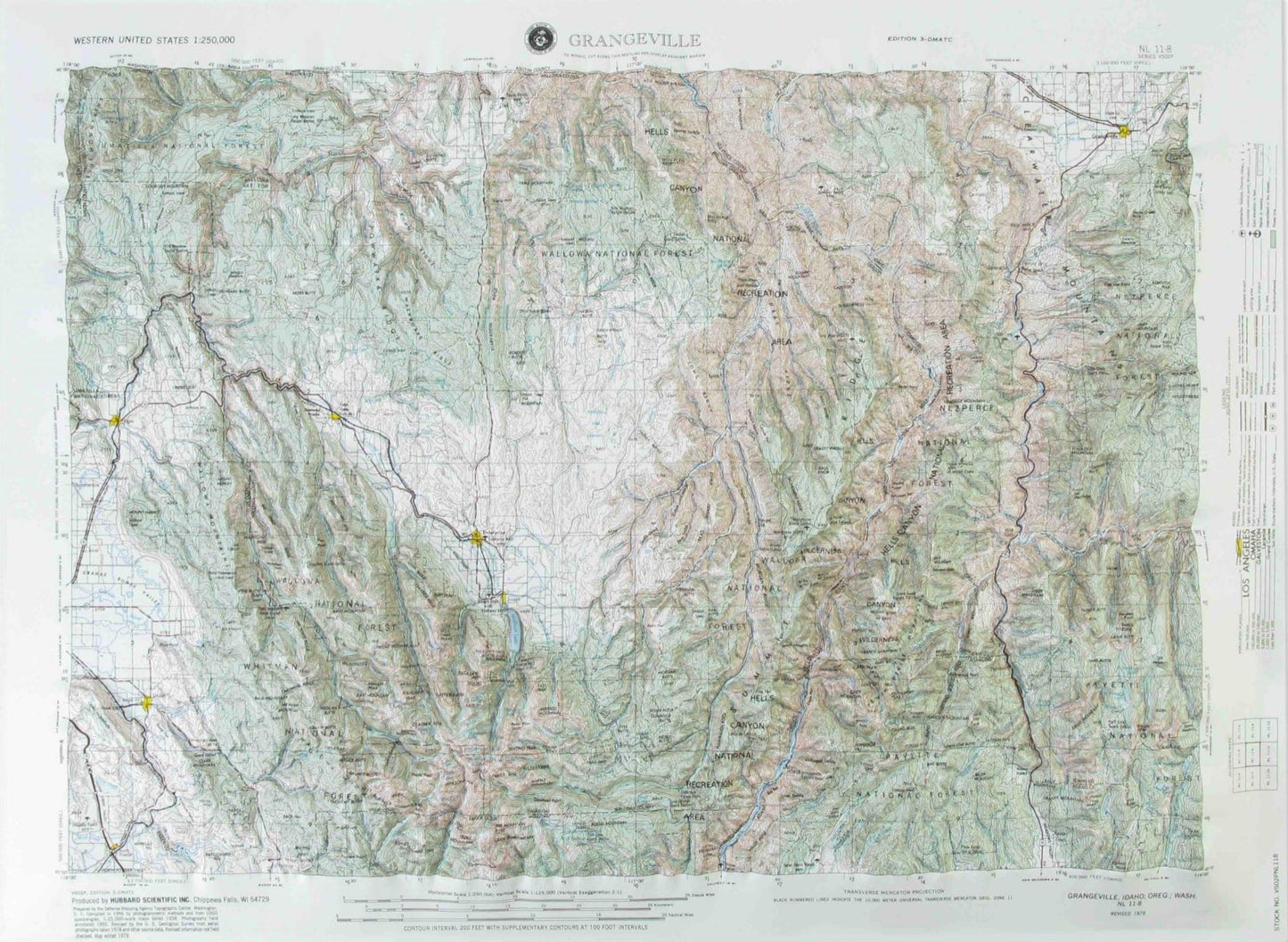 Grangeville, Idaho (NL 11-8) Raised Relief Map