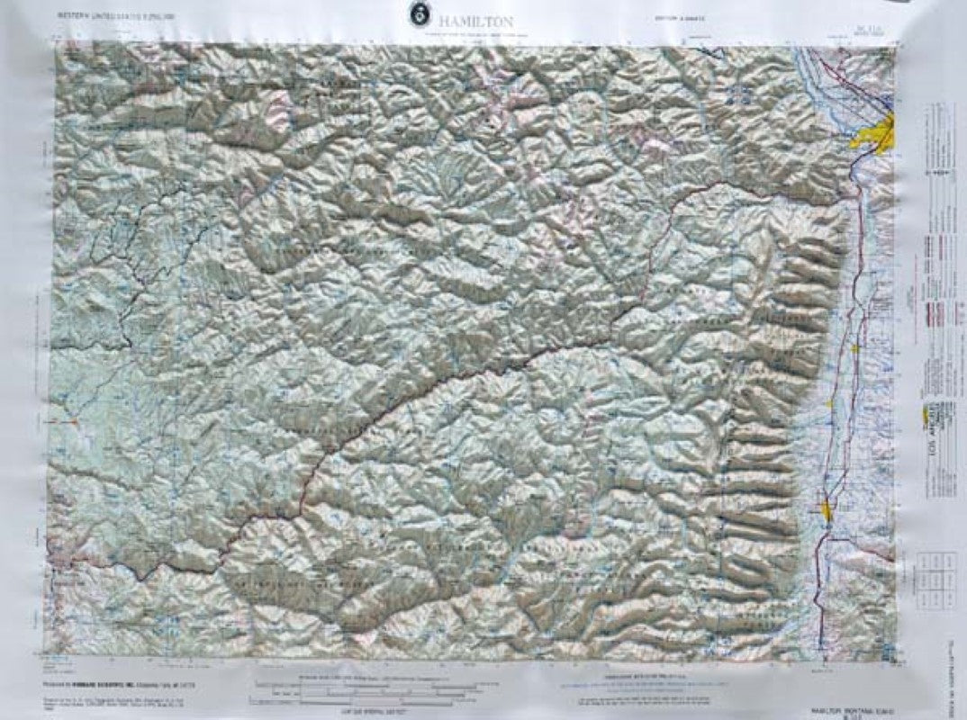 Hamilton, Montana (NL 11-6) Raised Relief Map