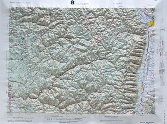 Hamilton, Montana (NL 11-6) Raised Relief Map