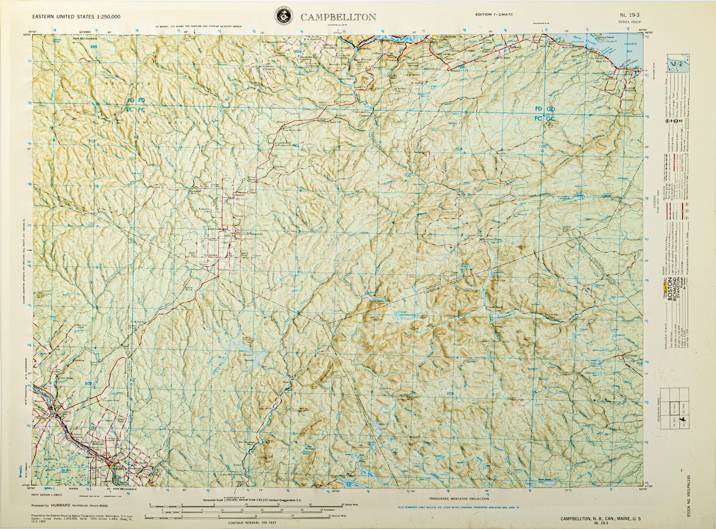 Campbellton, New Brunswick, Canada (NL 19-3) Raised Relief Map