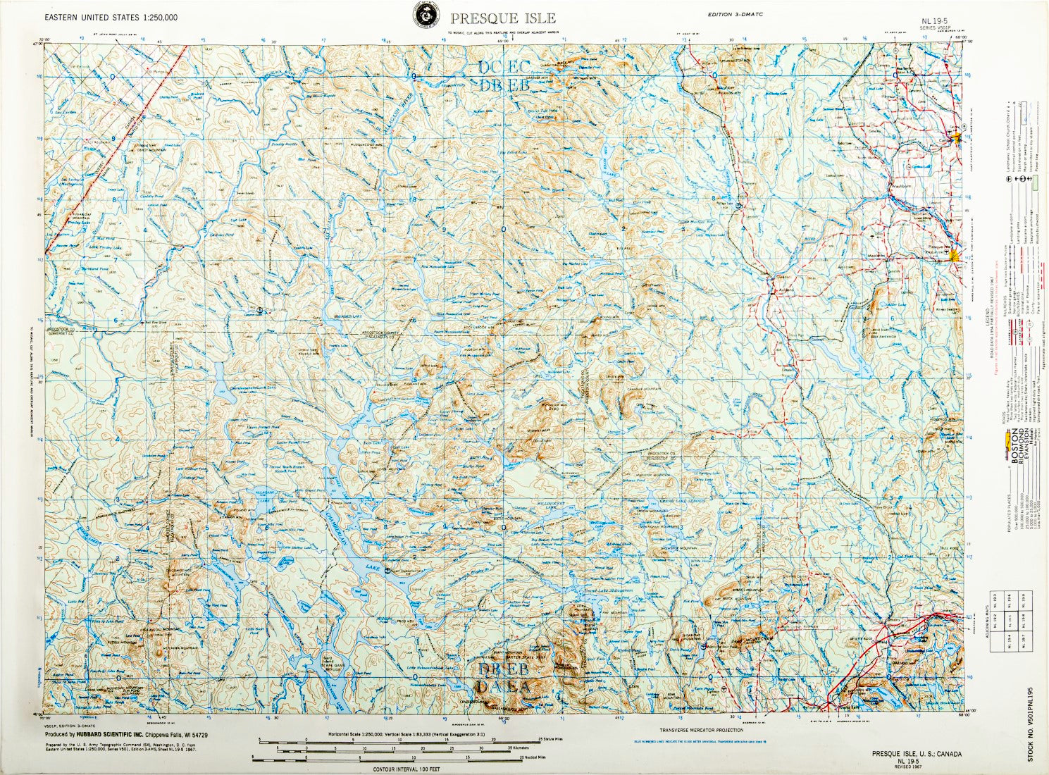 Presque Isle, Maine (NL 19-5) Raised Relief Map
