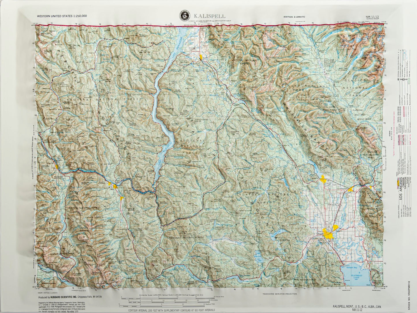 Kalispell, Montana (NM 11-12) Raised Relief Map