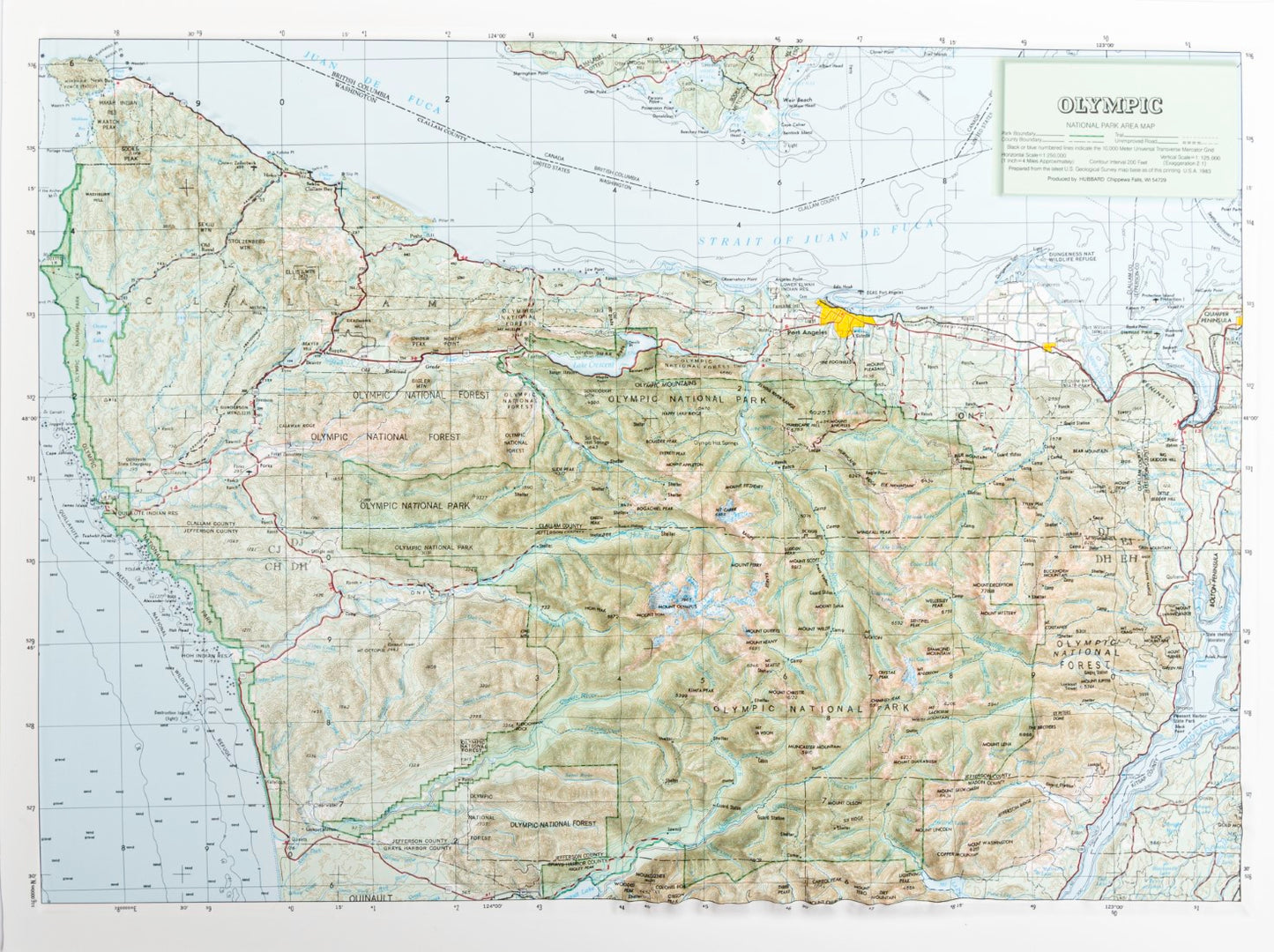 Olympic National Park Raised Relief Map