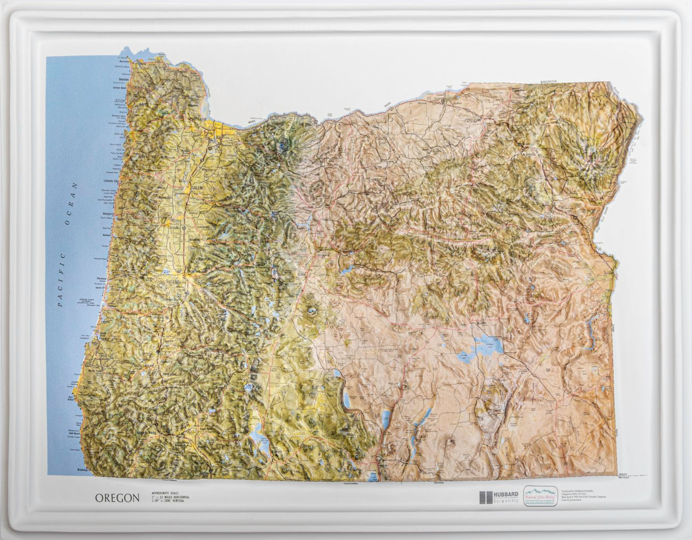 Oregon Natural Color Raised Relief Map