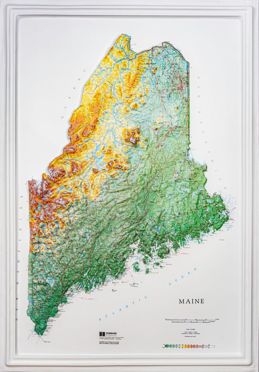 Maine Raised Relief Map, Raven Style