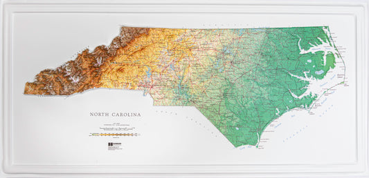 North Carolina Raised Relief Map, Raven Style