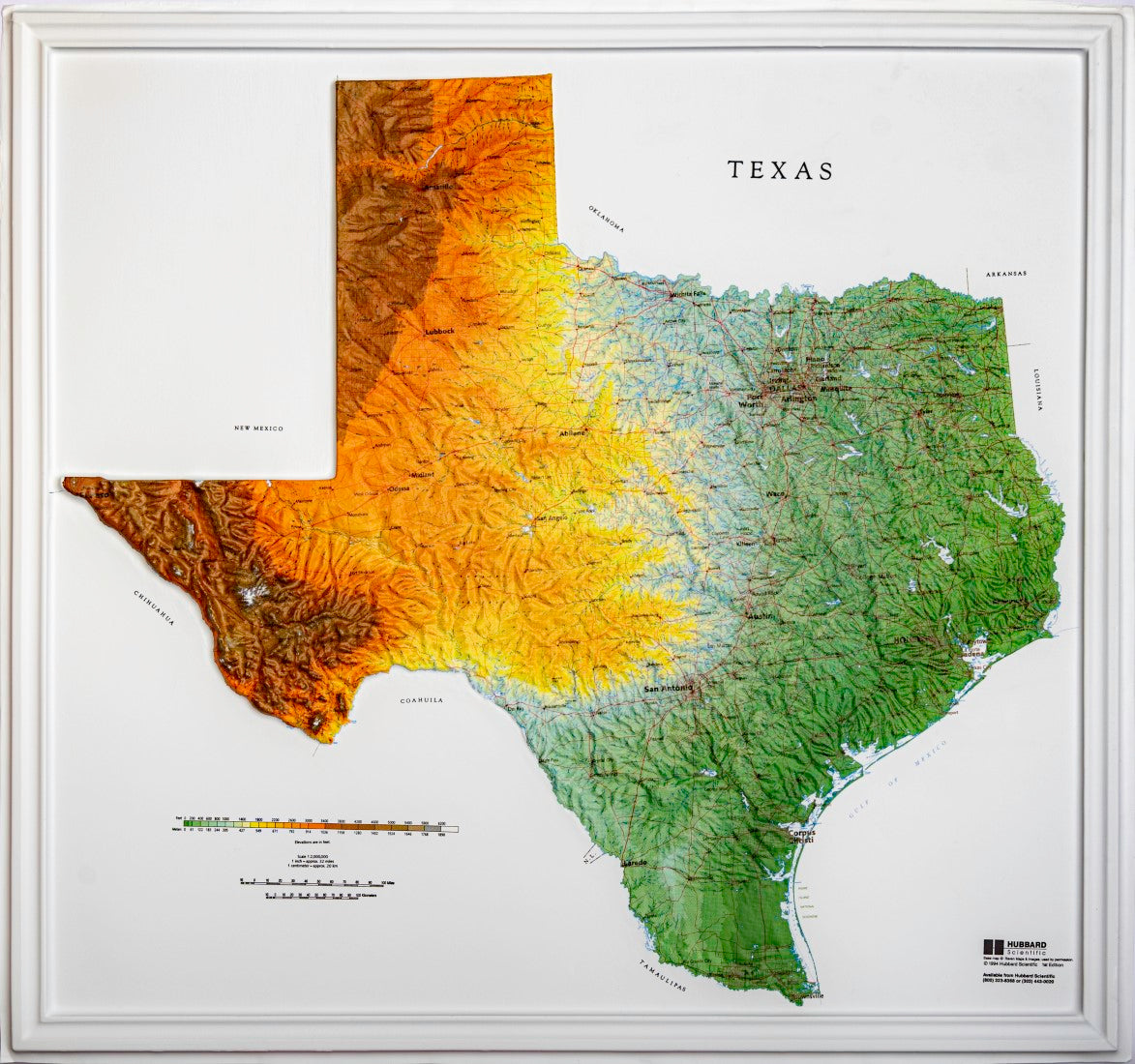 Texas Raised Relief Map, Raven Style