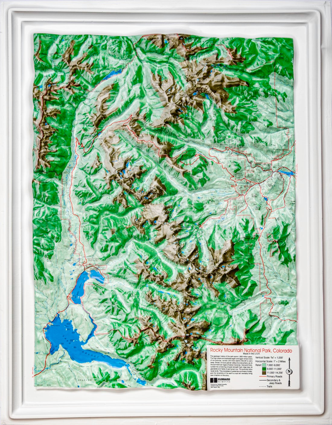 Rocky Mountain National Park Raised Relief Map