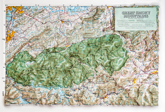 Great Smokey Mountain National Park Raised Relief Map