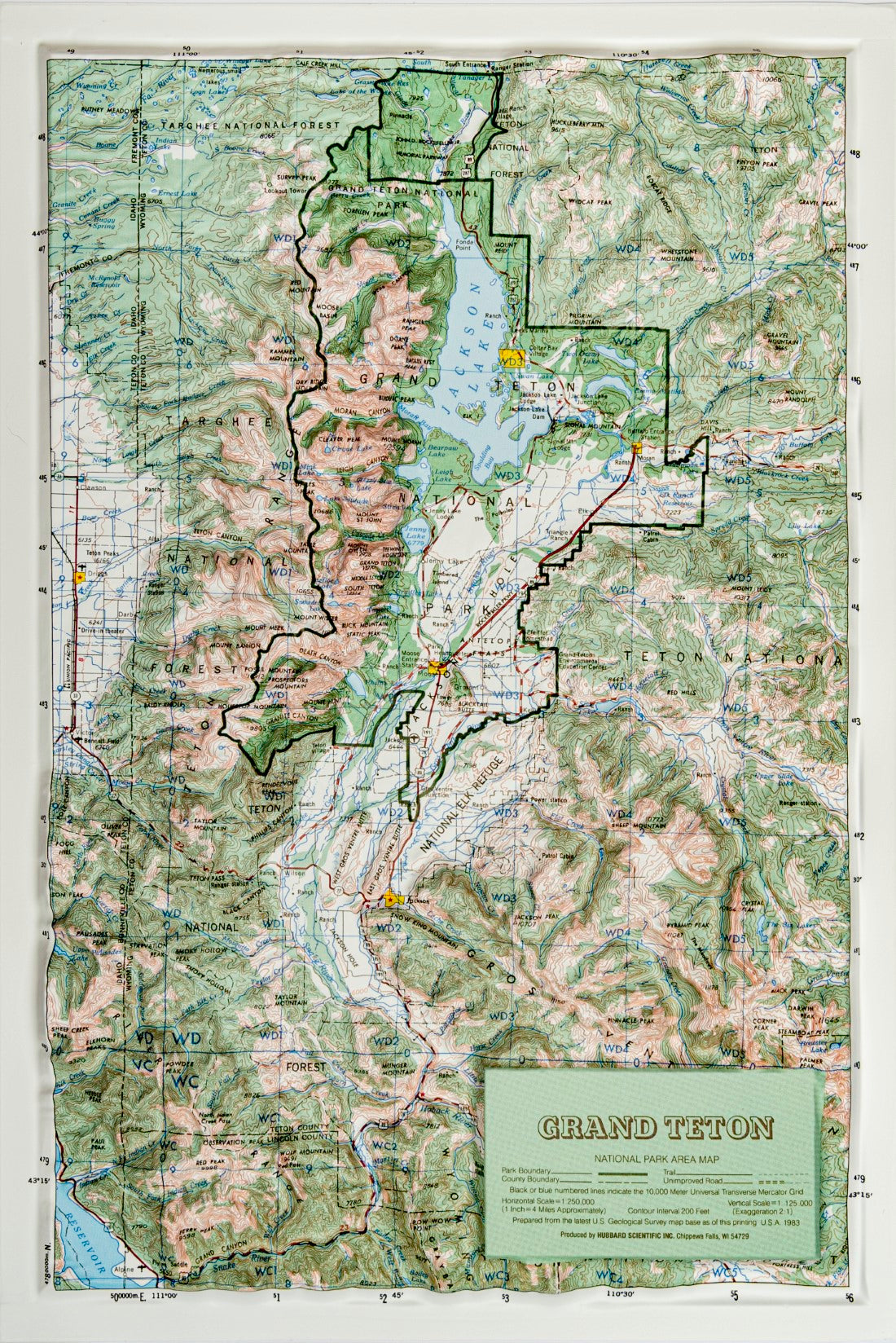 Grand Teton National Park Raised Relief Map