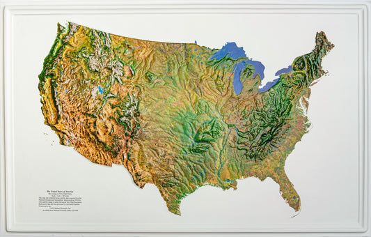 United States Satellite Image Raised Relief Map Does not include HI and AK