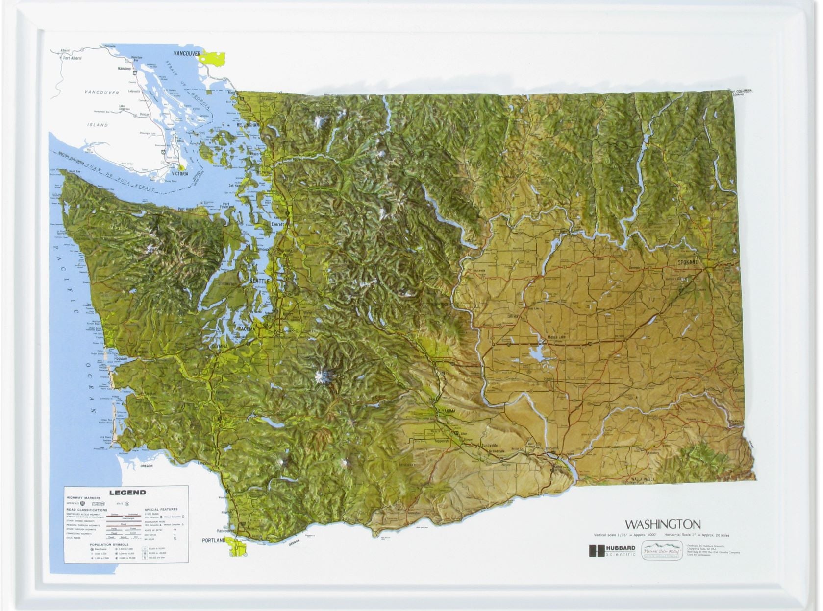 Washington Natural Color Raised Relief Map