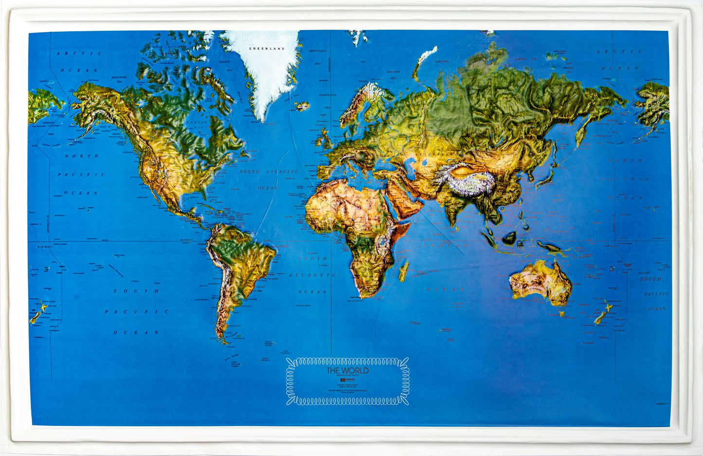 World Natural Color Raised Relief Map