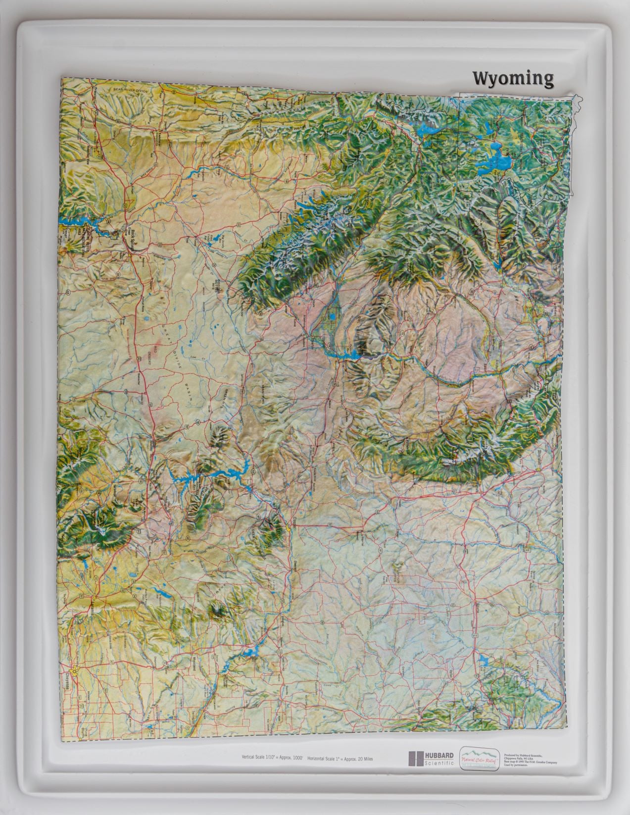 Wyoming Natural Color Raised Relief Map