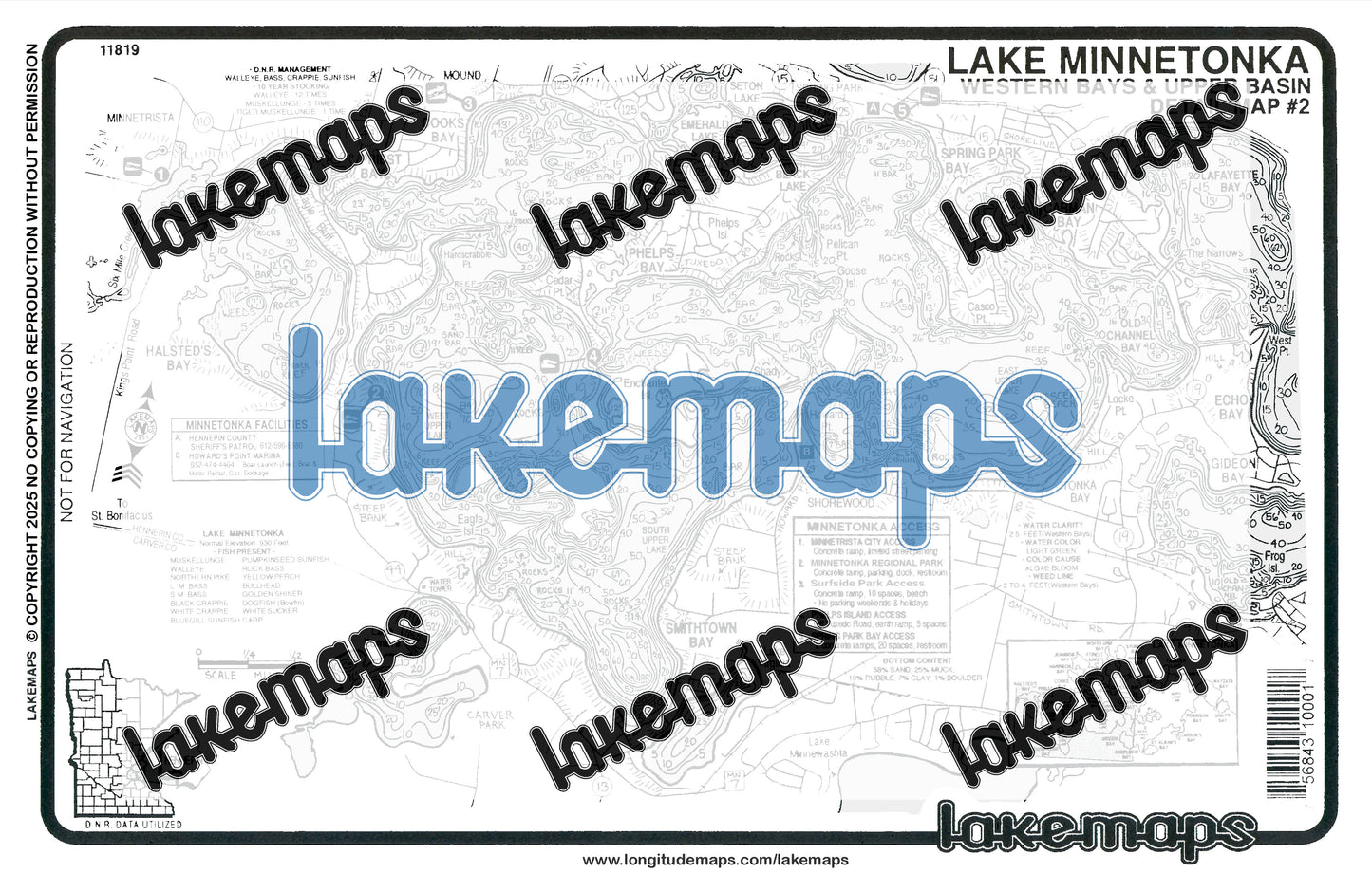 Hennepin County, MN - Lake Minnetonka - map 2 - Western Bays & Up Basin - Lakemap - 11819