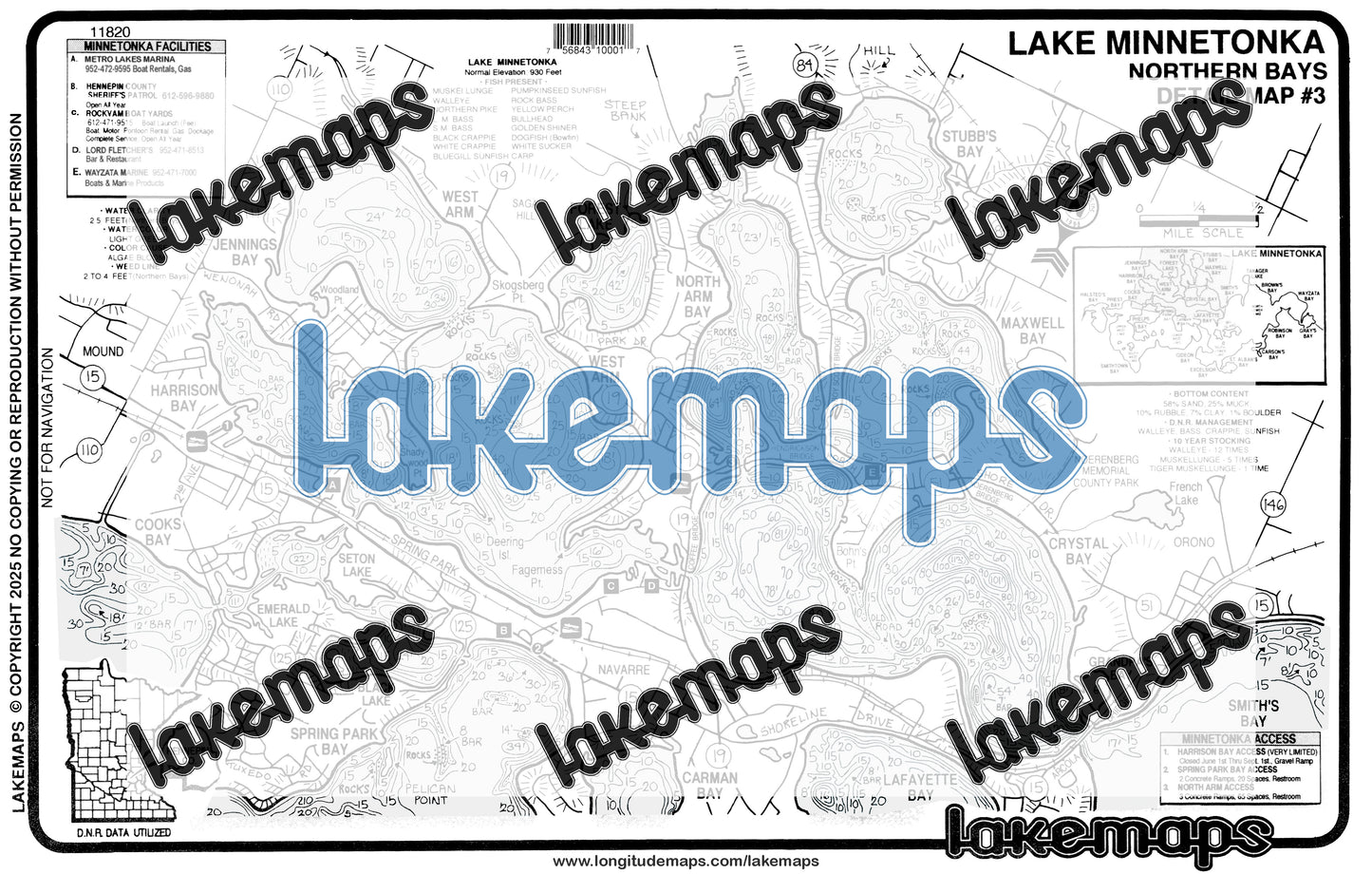 Hennepin County, MN - Lake Minnetonka - map 3 - Northern Bays - Lakemap - 11820