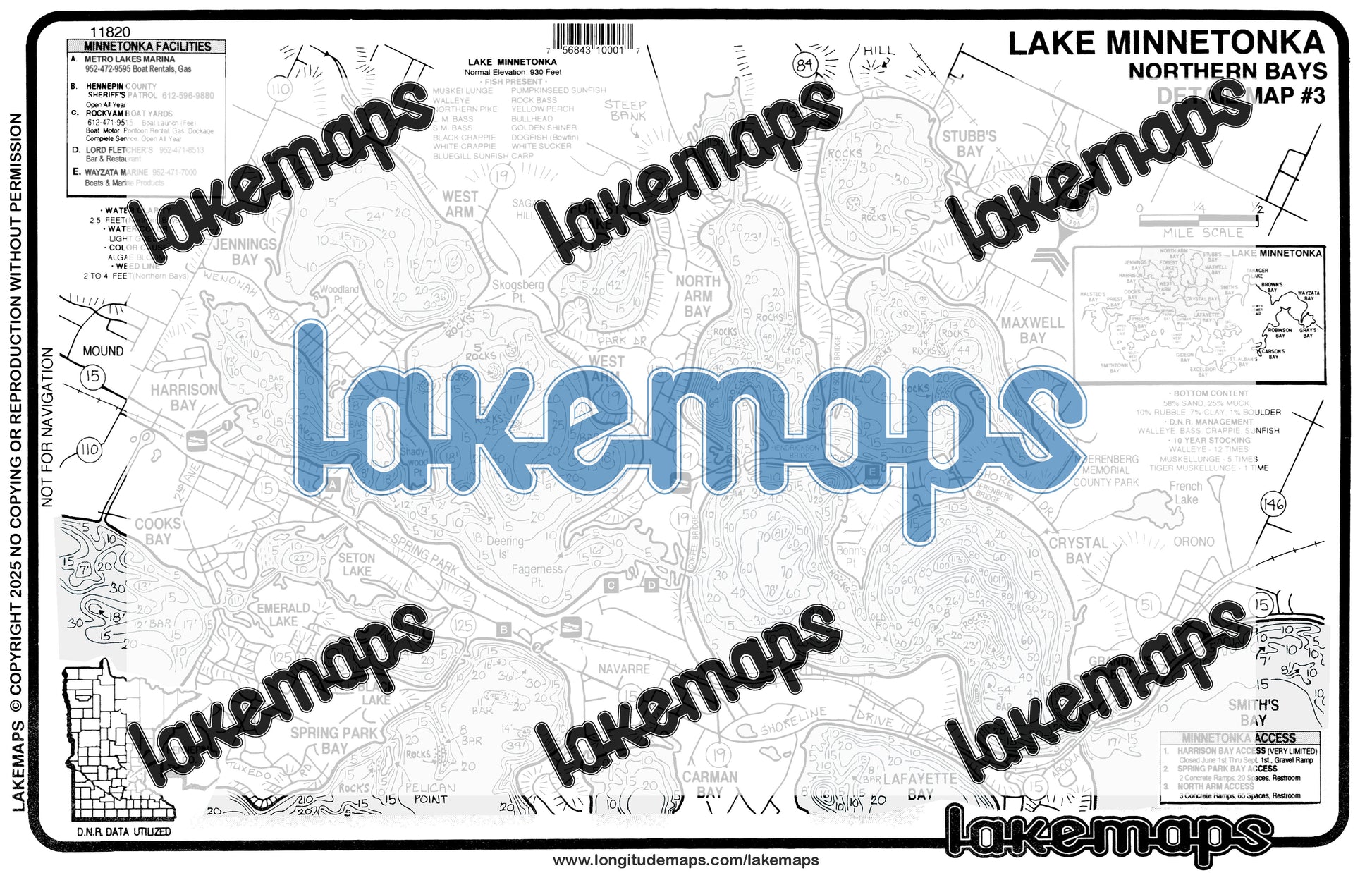 Hennepin County, MN - Lake Minnetonka - map 3 - Northern Bays - Lakemap - 11820
