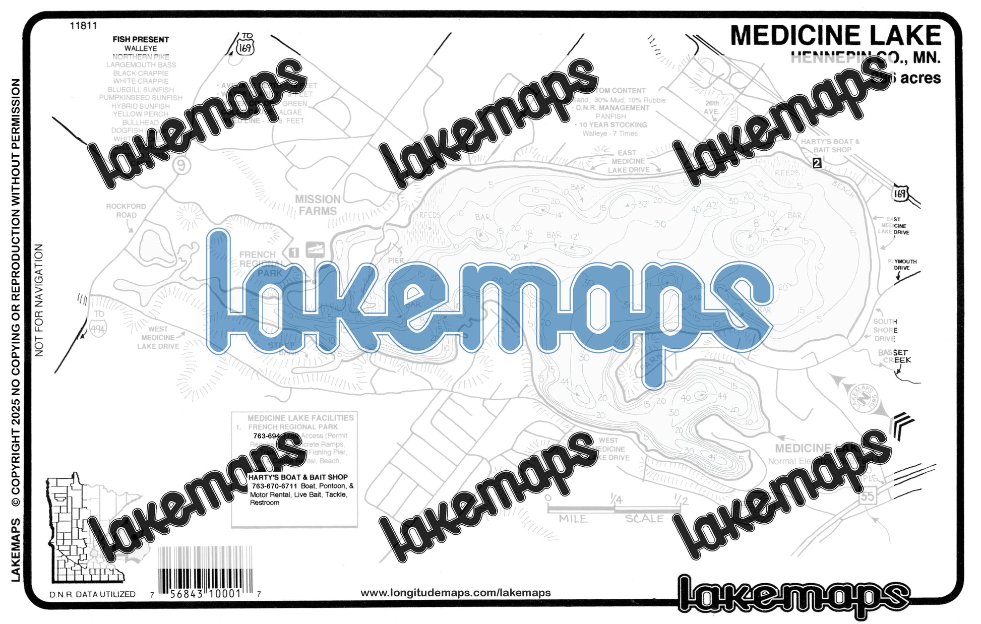 Hennepin County, MN - MEDICINE - Lakemap - 11811