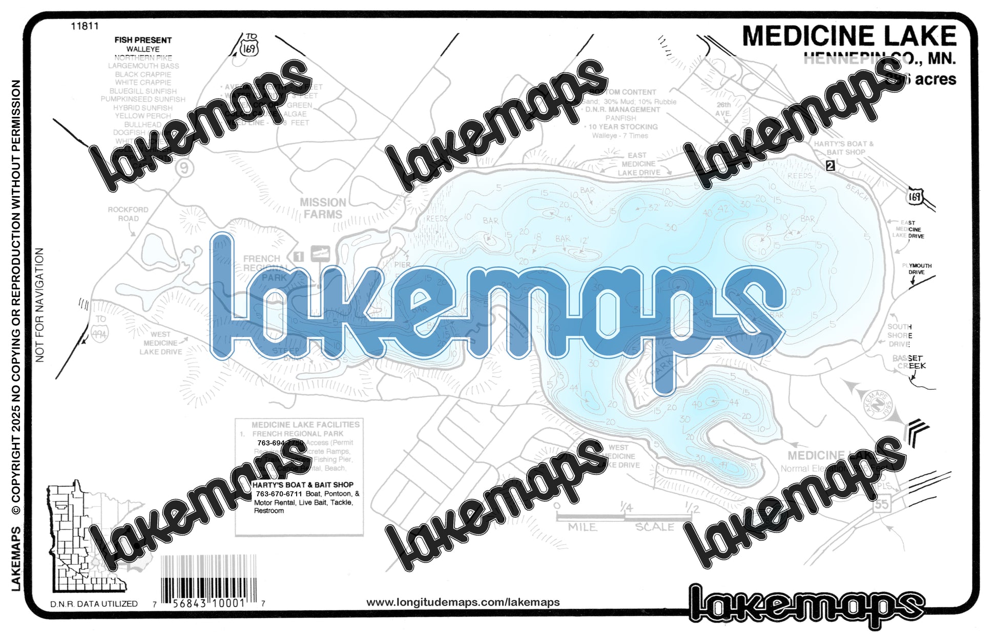Hennepin County, MN - MEDICINE - Lakemap - 11811