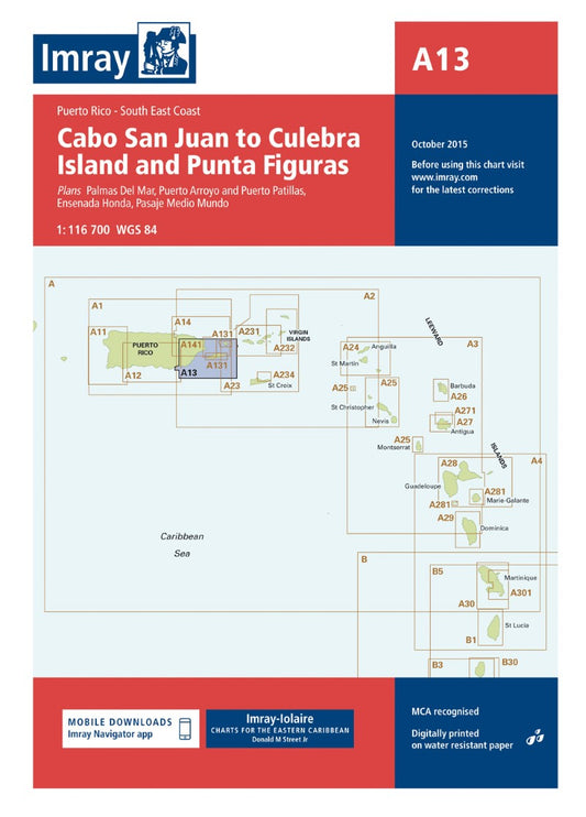 A13 Cabo San Juan to Culebra Island and Punta Figuras Nautical Charts