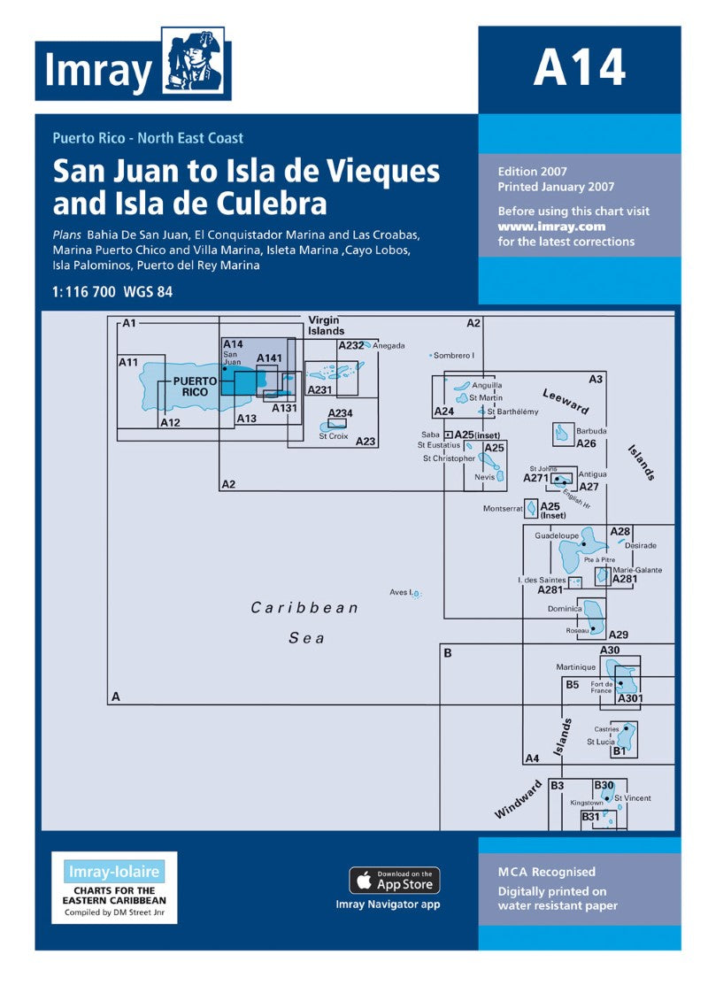 A14 San Juan to Isla de Vieques and Isla de Culebra Nautical Charts