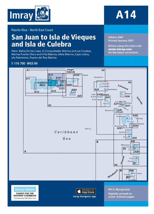 A14 San Juan to Isla de Vieques and Isla de Culebra Nautical Charts