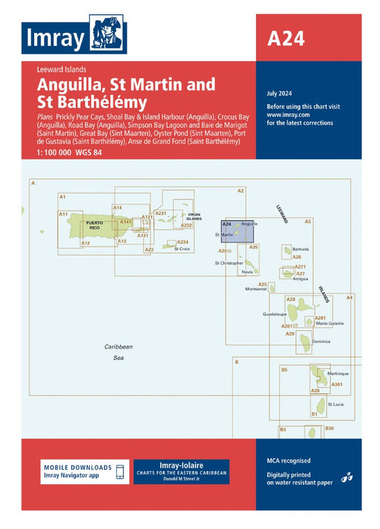 A24 Anguilla, St Martin and St Barthélémy Nautical Charts