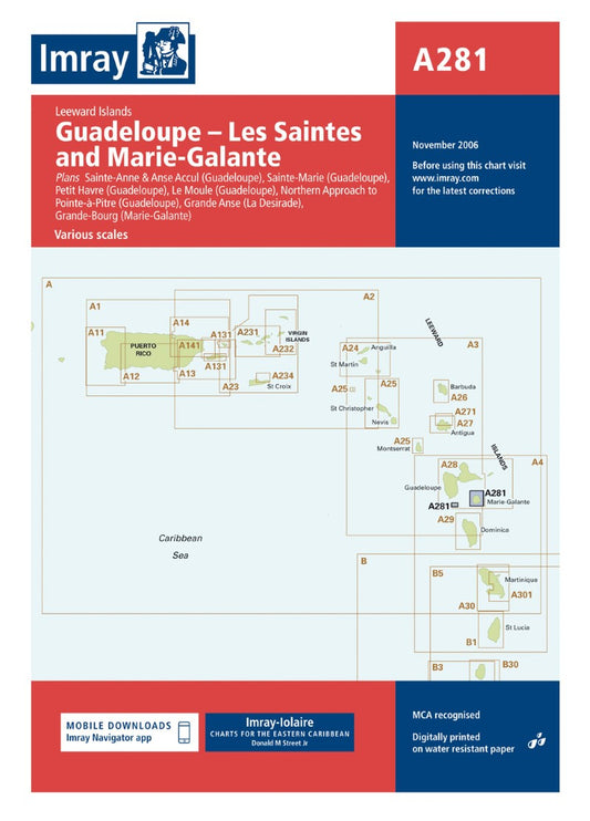 A281 Anchorages in Guadeloupe, Les Saintes, Marie-Galante Nautical Charts