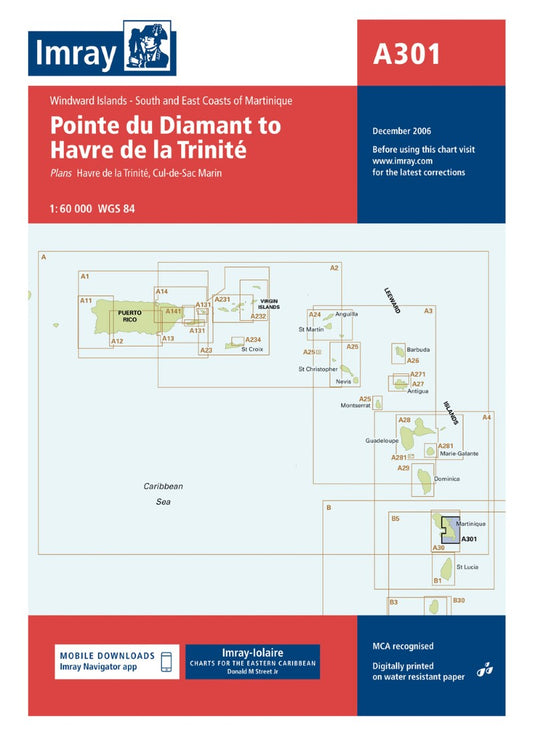 A301 Martinique- South and East Coasts Nautical Charts