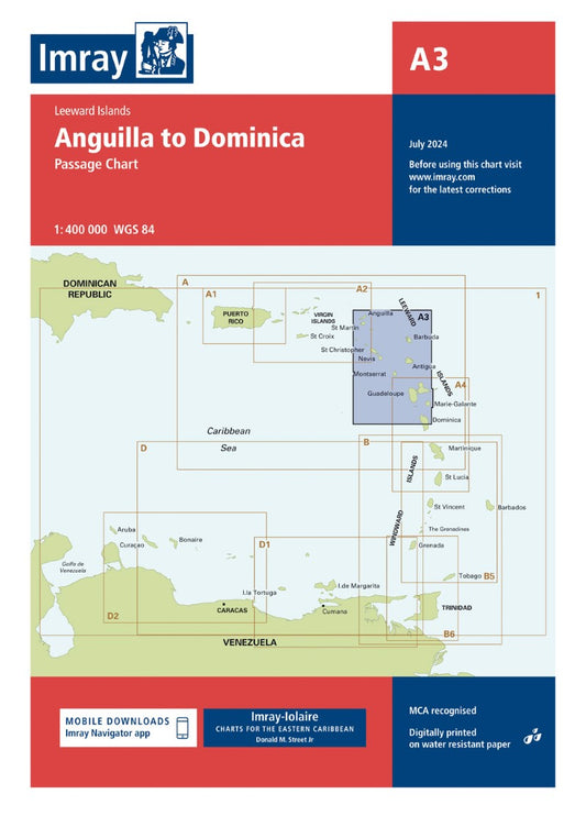 A3 Anguilla to Dominica Nautical Charts