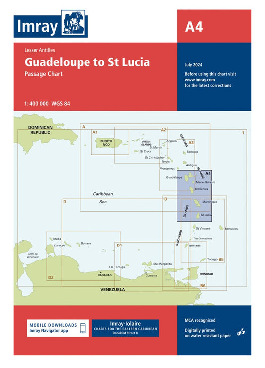 A4 Guadeloupe to St Lucia Nautical Charts