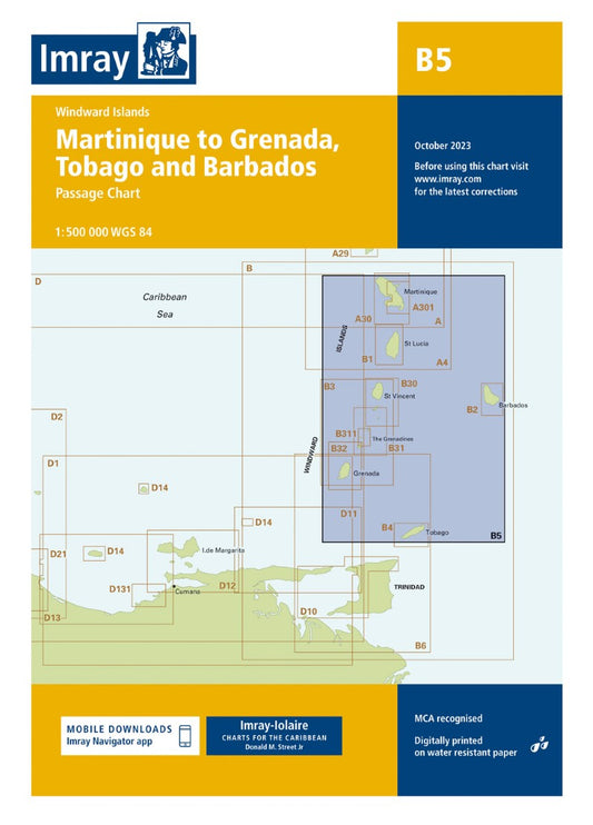 B5 Martinique to Tobago and Barbados Nautical Charts