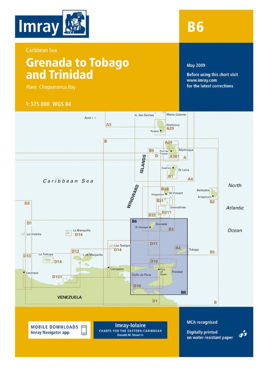 B6 Grenada to Tobago and Trinidad Nautical Charts