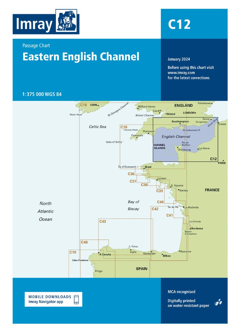 C12 Eastern English Channel  Imray Passage Chart Nautical Charts