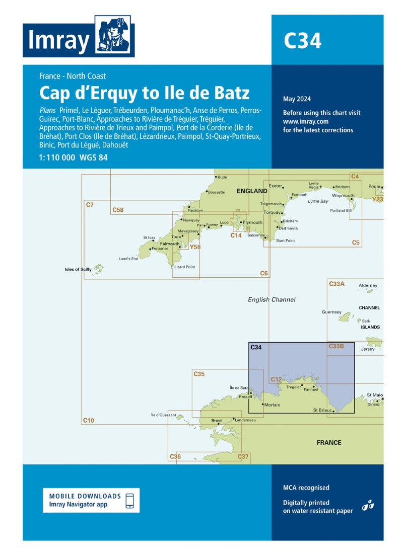 C34 Cap d'Erquy to Ile de Batz Nautical Charts