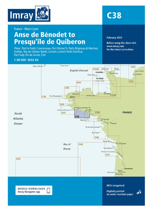 C38 Anse de Bénodet to Presqu'île de Quiberon Nautical Charts