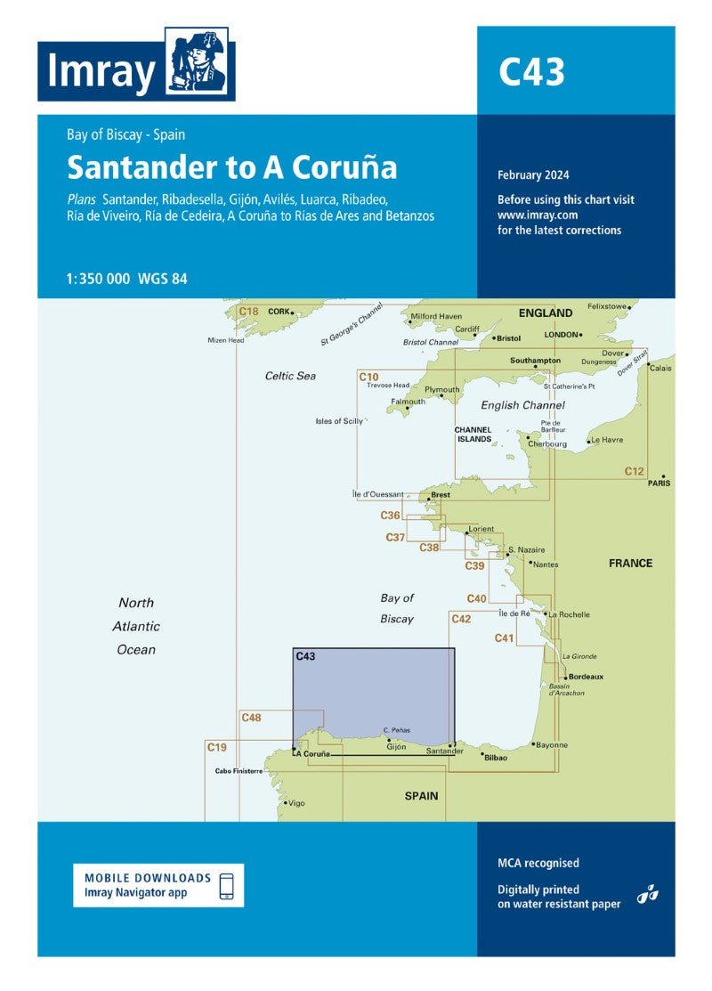 C43 Santander to A Coruña Nautical Charts