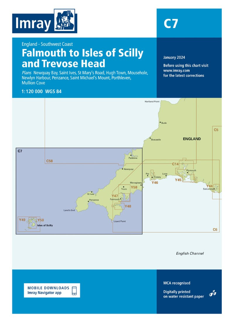C7 Falmouth to Isles of Scilly and Trevose Head Nautical Charts