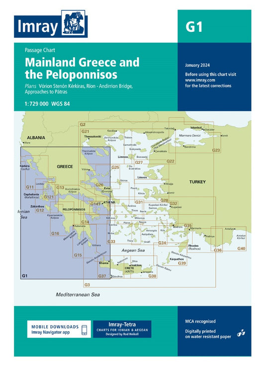 G1 Mainland Greece and the Peloponnisos Nautical Charts
