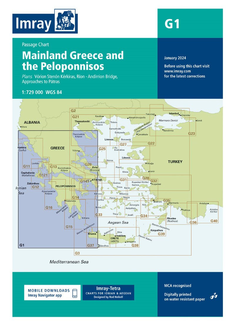 G1 Mainland Greece and the Peloponnisos Nautical Charts