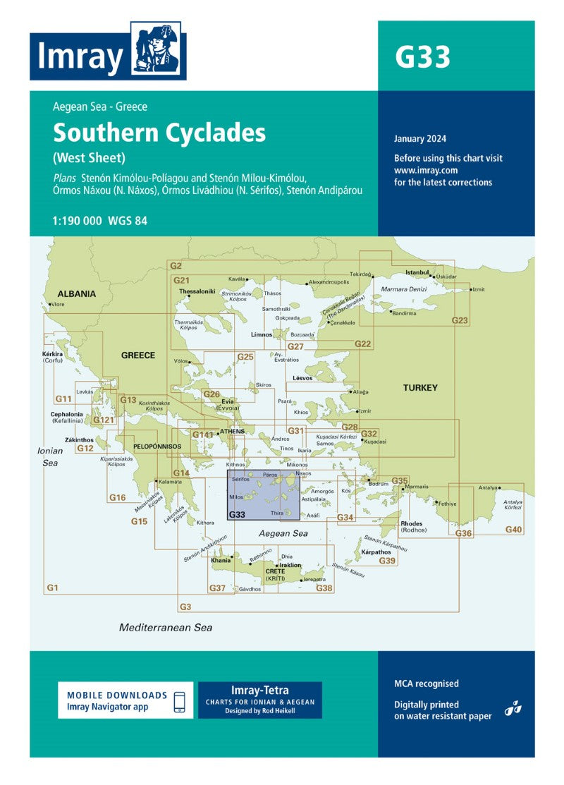 G33 Southern Cyclades (West Sheet) Nautical Chart