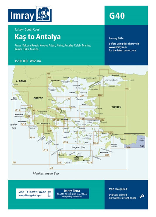 G40 Kas to Antalya Nautical Charts