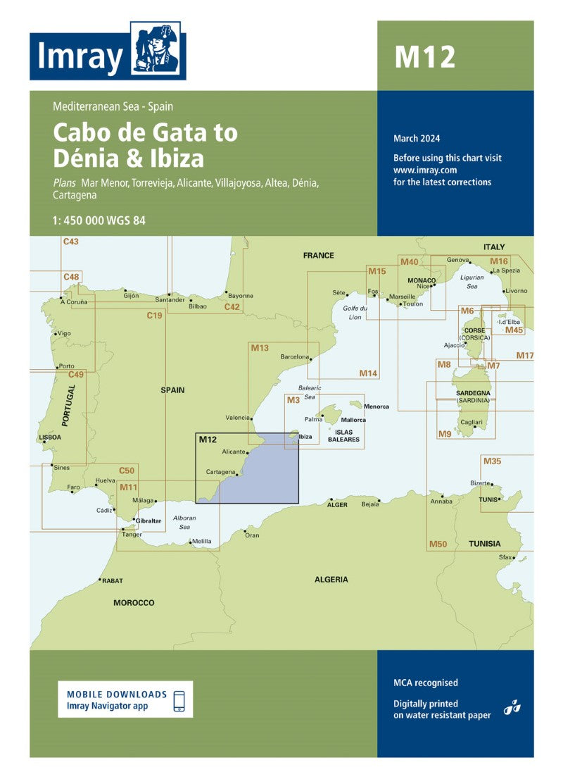 M12 Cabo de Gata to Dénia and Ibiza Nautical Charts