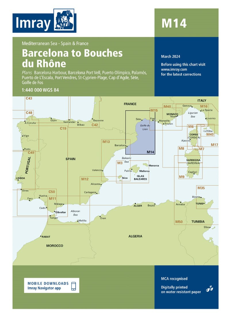 M14 Barcelona to Bouches du Rhône Nautical Charts