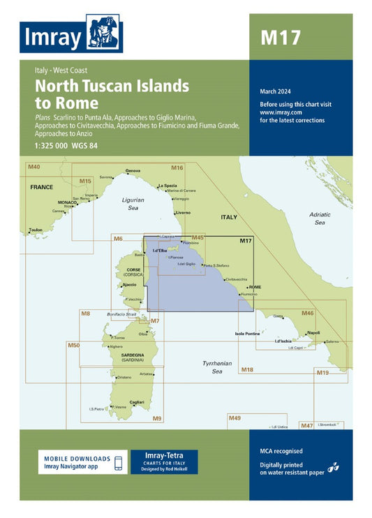 M17 North Tuscan Islands to Rome Nautical Charts