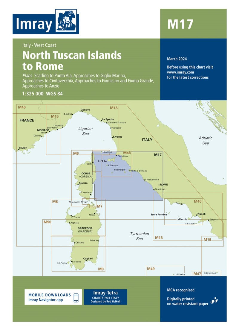M17 North Tuscan Islands to Rome Nautical Charts