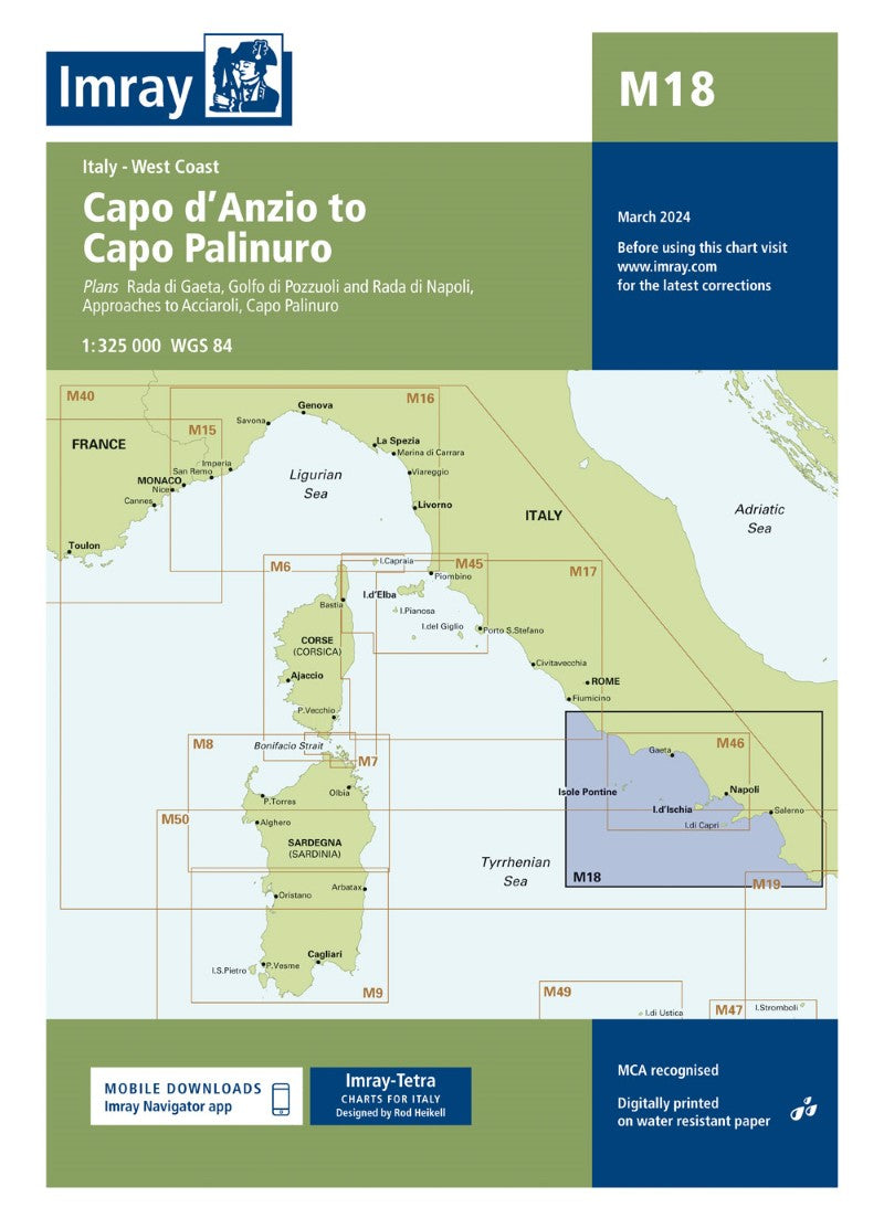 M18 Capo d'Anzio to Capo Palinuro Nautical Charts
